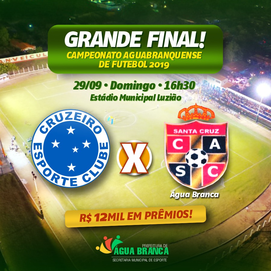 Cruzeiro e Santa Cruz disputam final do Campeonato Aguabranquense de Futebol neste domingo (29) Cruzeiro e Santa Cruz disputam final do Campeonato Aguabranquense de Futebol neste domingo (29)