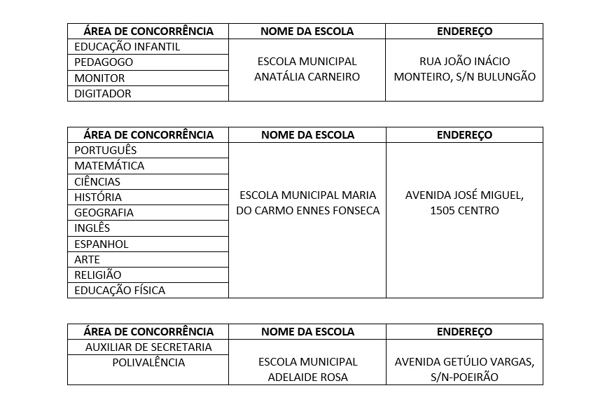 Educação de Água Branca divulga locais de prova de teste seletivo Educação de Água Branca divulga locais de prova de teste seletivo