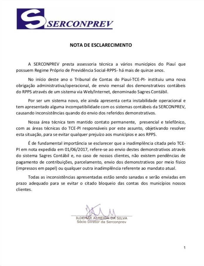 Serconprev afirma que houve falha entre os sistemas da empresa e do TCE