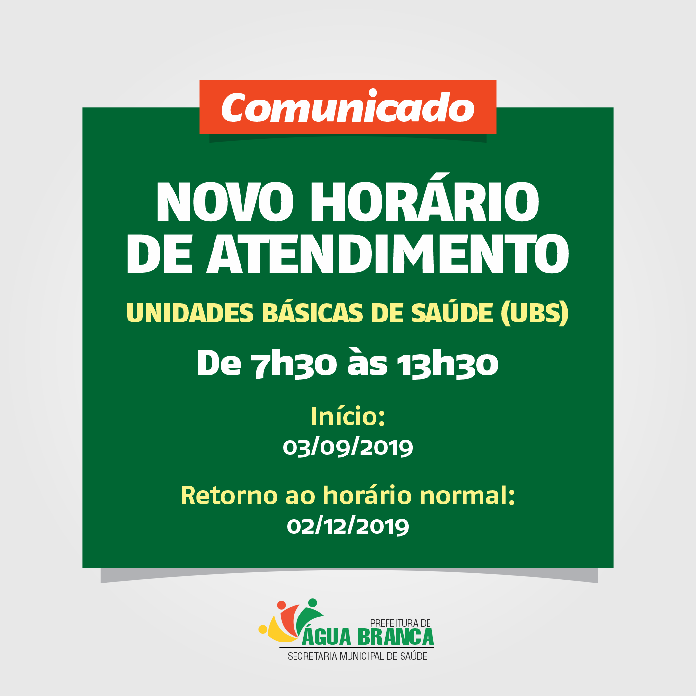 Unidades Básicas de Saúde têm novo horário de atendimento em Água Branca Unidades Básicas de Saúde têm novo horário de atendimento em Água Branca